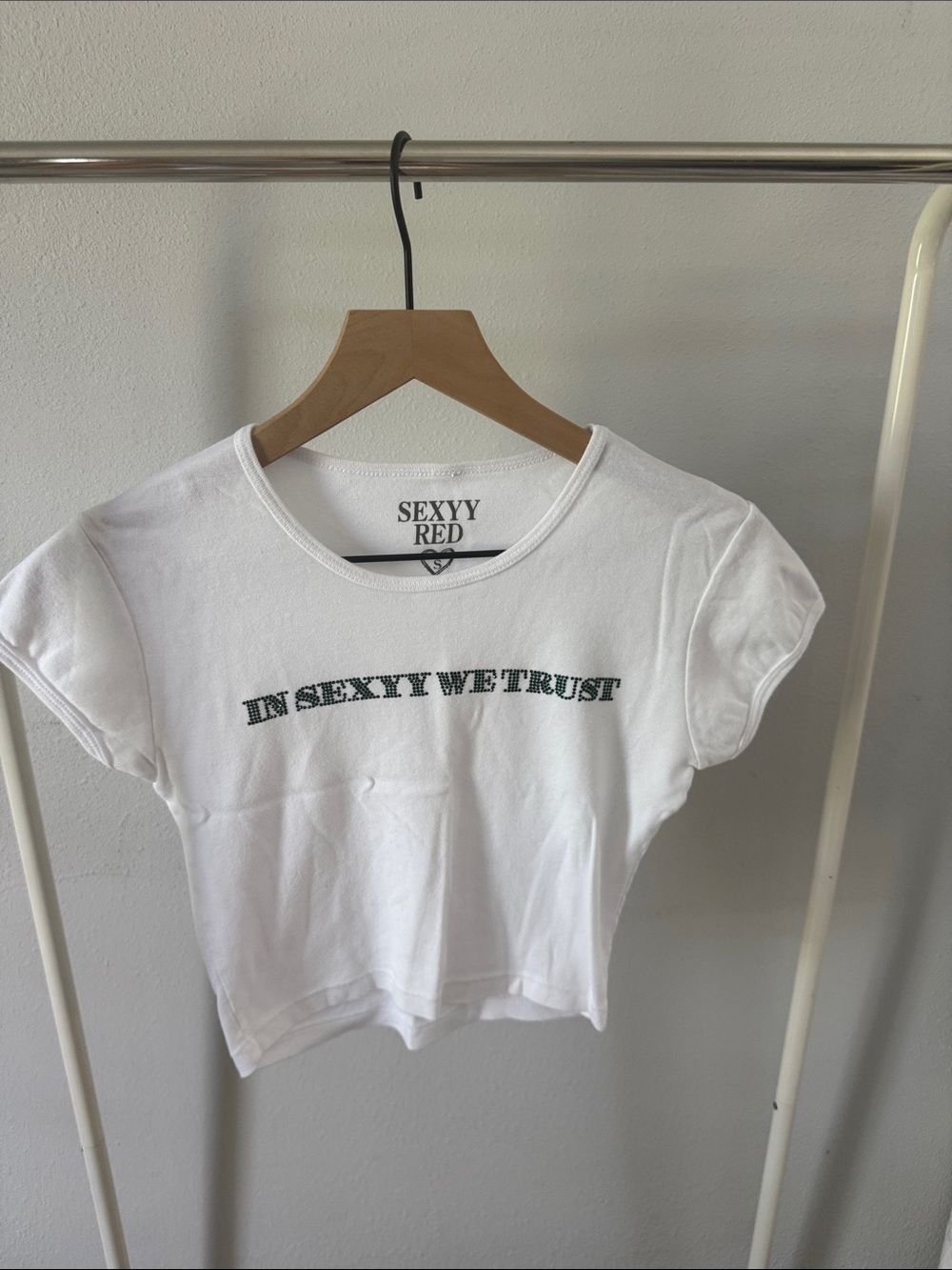 White Graphic Crop Tee - "In Sexyy We Trust"